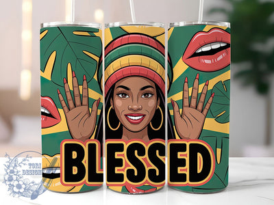 3D Blessed Empowerment Tumbler, Inflated Text Wrap, Black Women Empowerment Cup, 20oz Sublimation Wrap, Afrocentric Blessed Design, Inspirational Woman Tumbler, Bold Blessed Quote Cup Sublimation ToriDesigns 