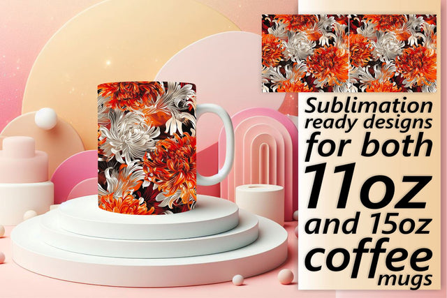 3D Blooming Flowers Mug Wrap Sublimation afrosvg 