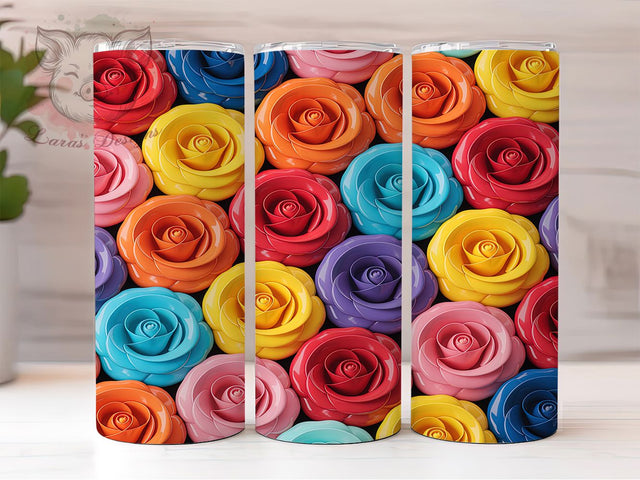 3D Blooming Rose Floral Tumbler, Rose Flowers, Floral Wrap, Elegant Rose Design, 3D Floral Tumbler, Romantic Sublimation, Blooming Roses Sublimation Lara' s Designs 