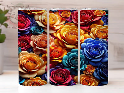 3D Blooming Rose Floral Tumbler, Rose Flowers, Floral Wrap, Elegant Rose Design, 3D Floral Tumbler, Romantic Sublimation, Blooming Roses Sublimation Lara' s Designs 