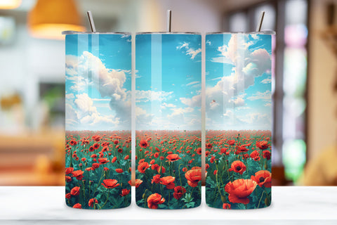 3D Blossom Spring Landscape Tumbler Wrap, Seamless Floral Sublimation FloridPrintables 