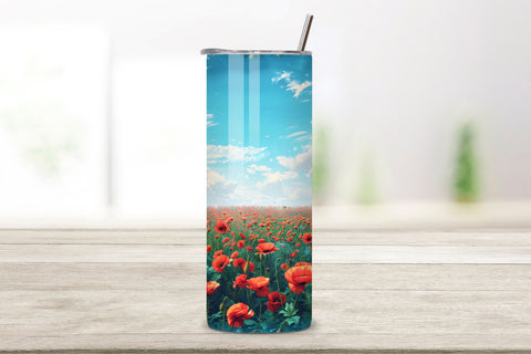 3D Blossom Spring Landscape Tumbler Wrap, Seamless Floral Sublimation FloridPrintables 