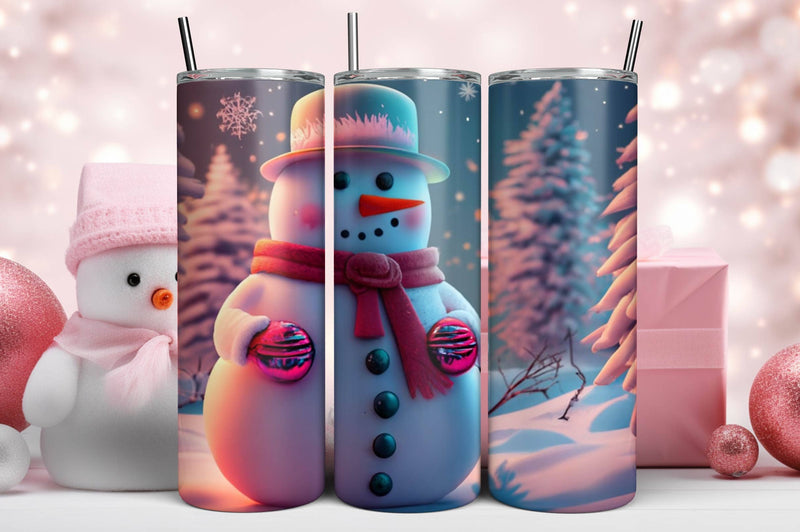 3D Blue Christmas Tumbler Wrap 3D Paper Rupkotha 