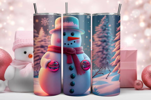 3D Blue Christmas Tumbler Wrap 3D Paper Rupkotha 