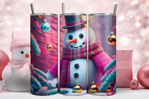 3D Blue Christmas Tumbler Wrap 3D Paper Rupkotha 