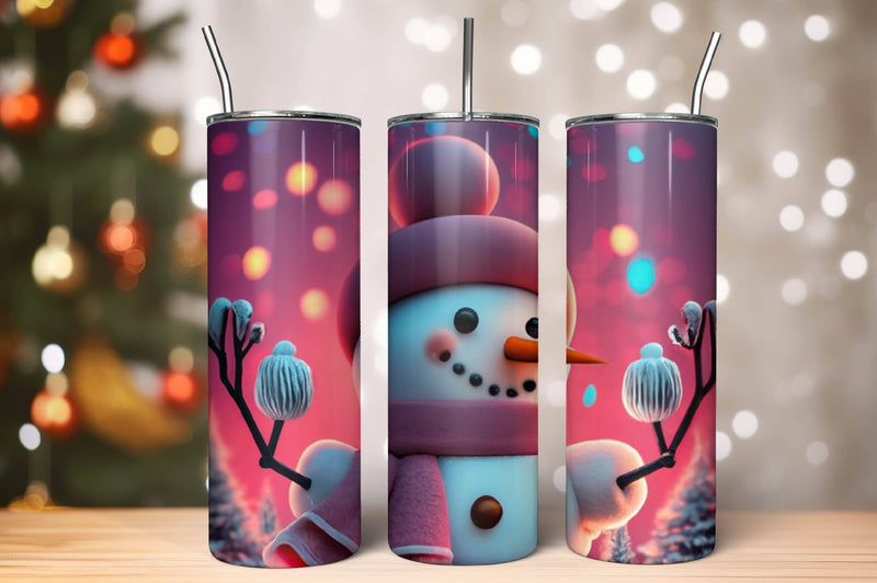 3D Blue Christmas Tumbler Wrap 3D Paper Rupkotha 