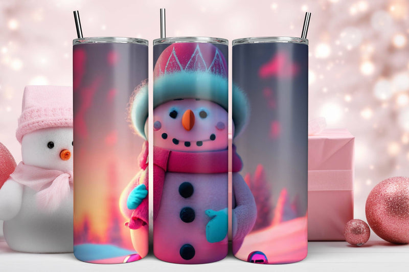 3D Blue Christmas Tumbler Wrap 3D Paper Rupkotha 