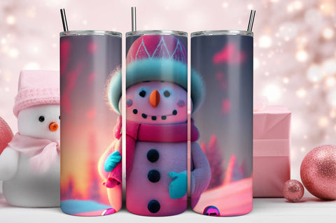 3D Blue Christmas Tumbler Wrap 3D Paper Rupkotha 