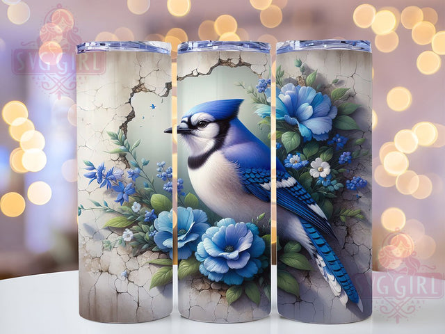 3D Blue Jay Winter Tumbler, Winter Bird, 3D Design, Wildlife Wrap, Seasonal Tumbler, 20oz Tumbler, Sublimation Print Sublimation SvggirlplusArt 