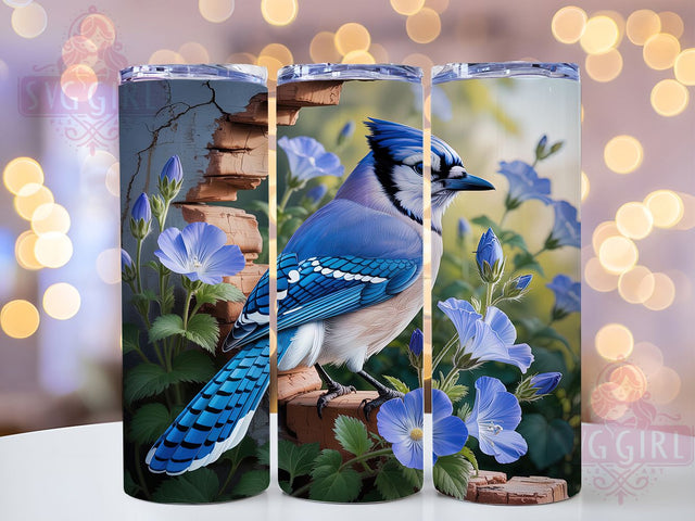 3D Blue Jay Winter Tumbler, Winter Bird, 3D Design, Wildlife Wrap, Seasonal Tumbler, 20oz Tumbler, Sublimation Print Sublimation SvggirlplusArt 