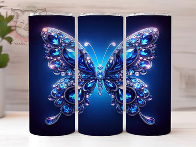 3D Blue Realistic Butterfly Tumbler Wrap, 20oz Tumbler Sublimation, Realistic Butterfly Design, Holographic Butterfly Art, Nature Aesthetic Tumbler, Vibrant Insect Wrap Sublimation Lara' s Designs 