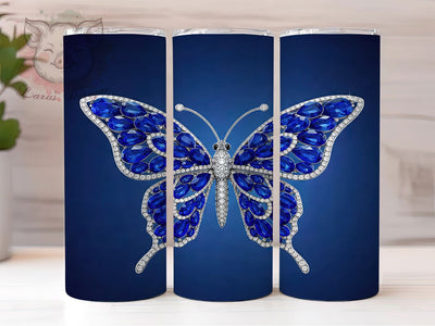 3D Blue Realistic Butterfly Tumbler Wrap, 20oz Tumbler Sublimation, Realistic Butterfly Design, Holographic Butterfly Art, Nature Aesthetic Tumbler, Vibrant Insect Wrap Sublimation Lara' s Designs 