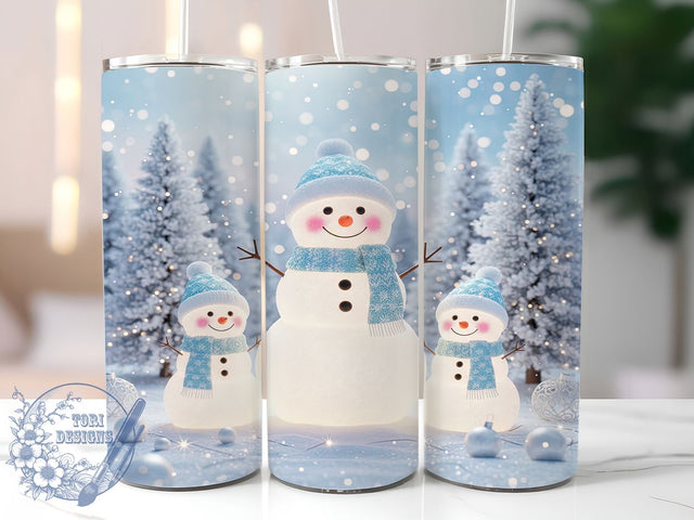 3D Blue Snowman Christmas Tumbler, Christmas Snowman Wrap, Festive Blue Sublimation Design, 20oz Snowman Holiday Tumbler, Whimsical Winter Mug, Cute Blue Christmas Cup, Frosty Snowman Art Sublimation ToriDesigns 