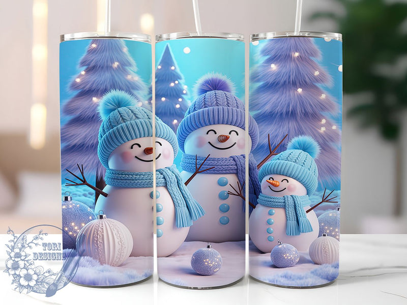 3D Blue Snowman Christmas Tumbler, Christmas Snowman Wrap, Festive Blue Sublimation Design, 20oz Snowman Holiday Tumbler, Whimsical Winter Mug, Cute Blue Christmas Cup, Frosty Snowman Art Sublimation ToriDesigns 