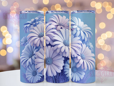 3D Blue White Daisy Tumbler, Blue White Flower Tumbler, Whimsical Daisy Wrap, Elegant Floral Wrap, Vibrant Daisy Wrap, Sublimation Design, Trendy Gift Idea Sublimation SvggirlplusArt 
