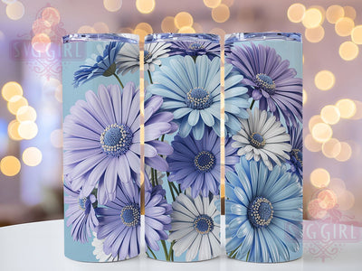 3D Blue White Daisy Tumbler, Blue White Flower Tumbler, Whimsical Daisy Wrap, Elegant Floral Wrap, Vibrant Daisy Wrap, Sublimation Design, Trendy Gift Idea Sublimation SvggirlplusArt 