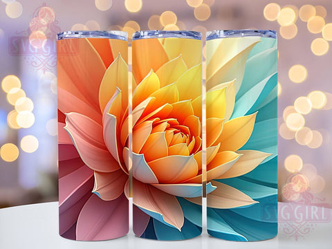 3D Blue Yellow Floral Tumbler, Floral Tumbler Wrap, 20oz Sublimation Design, Flower Pattern Tumbler, Botanical Tumbler Wrap, Digital Download Tumbler Design, Seamless Floral Tumbler Wrap Sublimation SvggirlplusArt 