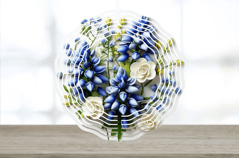 3D Bluebonnet Flowers Wind Spinner Sublimation Regulrcrative 