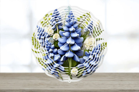 3D Bluebonnet Flowers Wind Spinner Sublimation Regulrcrative 