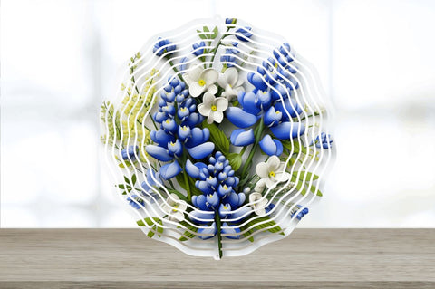 3D Bluebonnet Flowers Wind Spinner Sublimation Regulrcrative 