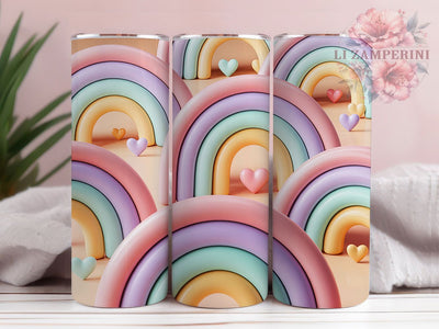 3D Boho Rainbow Heart Tumbler, 3D Rainbow Heart, Colorful Pattern, Valentine Theme, Romantic Design, Vibrant Colors, 20Oz Tumbler, Sublimation Wrap Sublimation Li Zamperini 