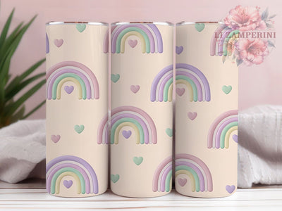 3D Boho Rainbow Heart Tumbler, 3D Rainbow Heart, Colorful Pattern, Valentine Theme, Romantic Design, Vibrant Colors, 20Oz Tumbler, Sublimation Wrap Sublimation Li Zamperini 