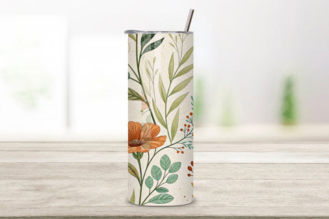 3D Boho Wildflower Seamless Tumbler Wrap, Earthy Tones and Loose Florals Sublimation FloridPrintables 
