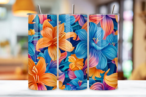3D Bold Botanical Tumbler Wrap | Seamless Tumbler Wrap Sublimation FloridPrintables 