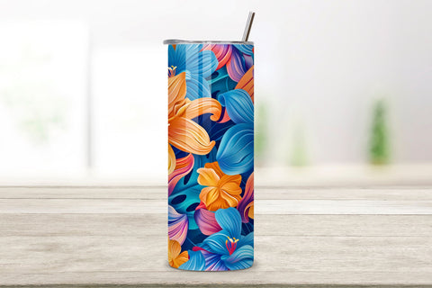 3D Bold Botanical Tumbler Wrap | Seamless Tumbler Wrap Sublimation FloridPrintables 
