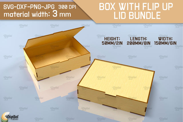 3D Box With Flip Up Lid. Storage Box Laser Cut. Favor Box SVG Evgenyia Guschina 