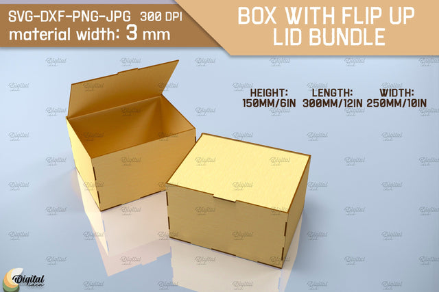 3D Box With Flip Up Lid. Storage Box Laser Cut. Favor Box SVG Evgenyia Guschina 