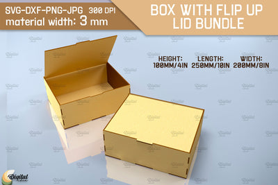 3D Box With Flip Up Lid. Storage Box Laser Cut. Favor Box SVG Evgenyia Guschina 