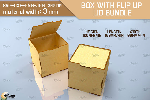 3D Box With Flip Up Lid. Storage Box Laser Cut. Jewelry Box SVG Evgenyia Guschina 