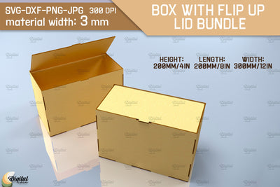 3D Box With Flip Up Lid. Storage Box Laser Cut SVG Evgenyia Guschina 