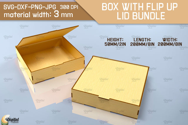 3D Box With Flip Up Lid. Storage Box Laser Cut SVG Evgenyia Guschina 