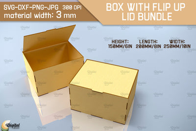3D Box With Flip Up Lid. Storage Box Laser Cut SVG Evgenyia Guschina 