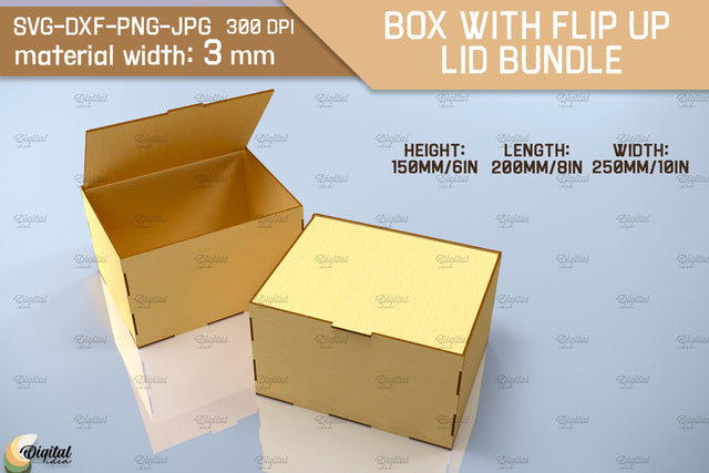 3D Box With Flip Up Lid. Storage Box Laser Cut SVG Evgenyia Guschina 