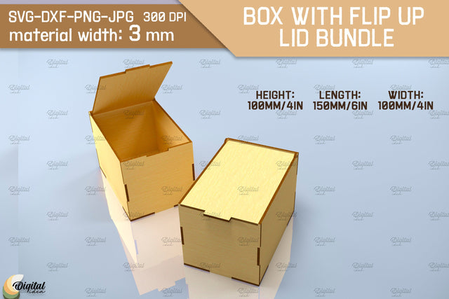 3D Box With Flip Up Lid. Storage Box Laser Cut SVG Evgenyia Guschina 
