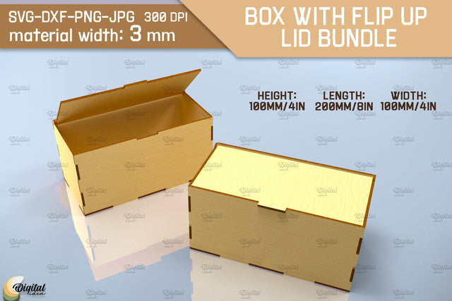3D Box With Flip Up Lid. Storage Box Laser Cut SVG Evgenyia Guschina 