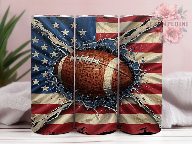 3D Breaking Flag Football Tumbler, Breaking Flag Tumbler, 20oz Sports Wrap, Football Fan Gift, Game Day Tumbler, American Flag Football, Seamless Sublimation Wrap Sublimation Li Zamperini 