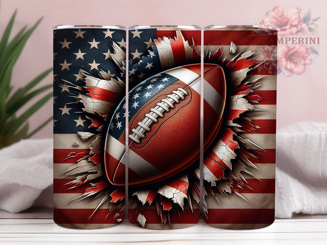 3D Breaking Flag Football Tumbler, Breaking Flag Tumbler, 20oz Sports Wrap, Football Fan Gift, Game Day Tumbler, American Flag Football, Seamless Sublimation Wrap Sublimation Li Zamperini 