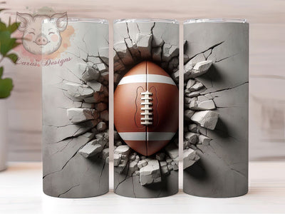 3D Breaking Wall Football Tumbler Wrap, Breaking Wall Tumbler, Football PNG, 20oz Skinny Tumbler, Cracked Wall Sublimation, Sports Tumbler For Men, Game Day Tumbler Sublimation Lara' s Designs 