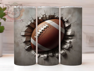 3D Breaking Wall Football Tumbler Wrap, Breaking Wall Tumbler, Football PNG, 20oz Skinny Tumbler, Cracked Wall Sublimation, Sports Tumbler For Men, Game Day Tumbler Sublimation Lara' s Designs 