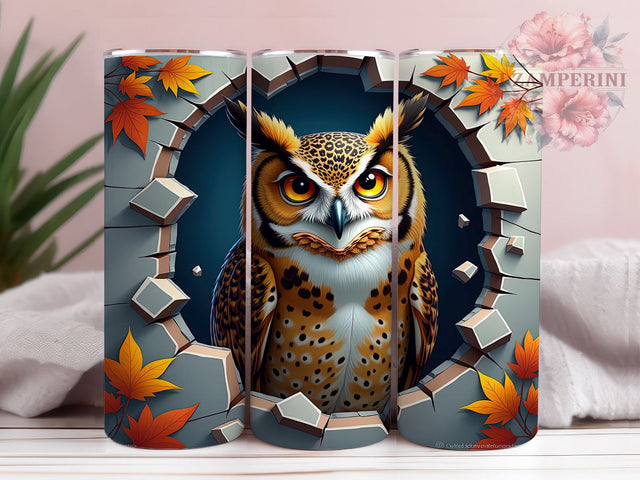 3D Broken Wall Owl Tumbler Wrap, Owl Sublimation Design, 20oz Tumbler Art, Digital Download Tumbler, Wildlife Tumbler Wrap, Unique Owl Gift, Rustic Owl Design, Nature Lover Sublimation Li Zamperini 