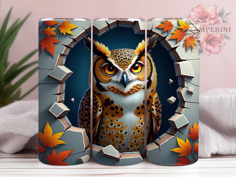 3D Broken Wall Owl Tumbler Wrap, Owl Sublimation Design, 20oz Tumbler Art, Digital Download Tumbler, Wildlife Tumbler Wrap, Unique Owl Gift, Rustic Owl Design, Nature Lover Sublimation Li Zamperini 