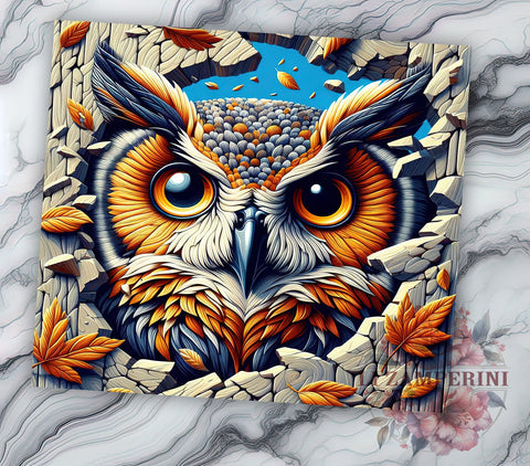 3D Broken Wall Owl Tumbler Wrap, Owl Sublimation Design, 20oz Tumbler Art, Digital Download Tumbler, Wildlife Tumbler Wrap, Unique Owl Gift, Rustic Owl Design, Nature Lover Sublimation Li Zamperini 