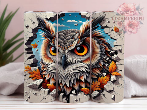 3D Broken Wall Owl Tumbler Wrap, Owl Sublimation Design, 20oz Tumbler Art, Digital Download Tumbler, Wildlife Tumbler Wrap, Unique Owl Gift, Rustic Owl Design, Nature Lover Sublimation Li Zamperini 