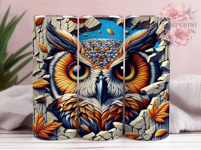 3D Broken Wall Owl Tumbler Wrap, Owl Sublimation Design, 20oz Tumbler Art, Digital Download Tumbler, Wildlife Tumbler Wrap, Unique Owl Gift, Rustic Owl Design, Nature Lover Sublimation Li Zamperini 
