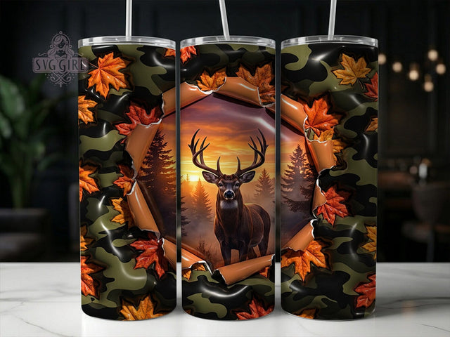 3D Buck Camo Sunset 20oz Tumbler, 3D Buck, Buck Camo, Camo Sunset, Buck Tumbler, 20oz Tumbler, Sunset Tumbler, Tumbler Wrap Sublimation SvggirlplusArt 