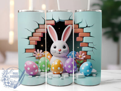 3D Bunny Hole Easter Egg Tumbler, 3D Easter Egg Tumbler, Inflated Bunny Wrap, Hole in Wall Wrap, Stylish 20oz Wrap, Sublimation Design, Trendy Gift Idea Sublimation ToriDesigns 